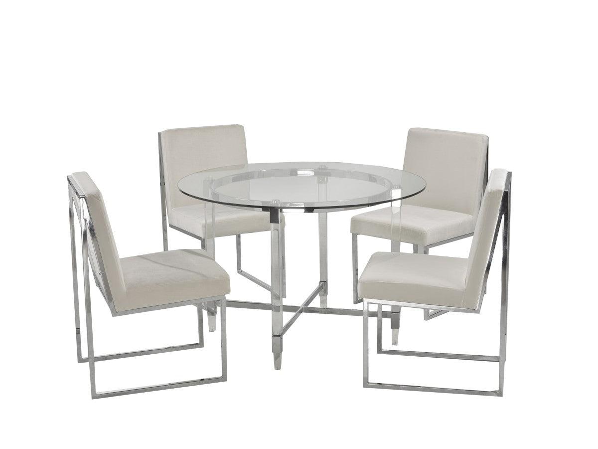 Marta 5pc Dining Set in White - B616 - Furnish 4 Less