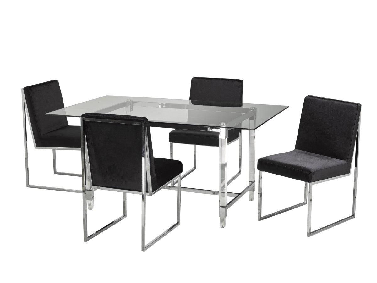 5pc Dining Set (Black, White) - B61538 - Furnish 4 Less