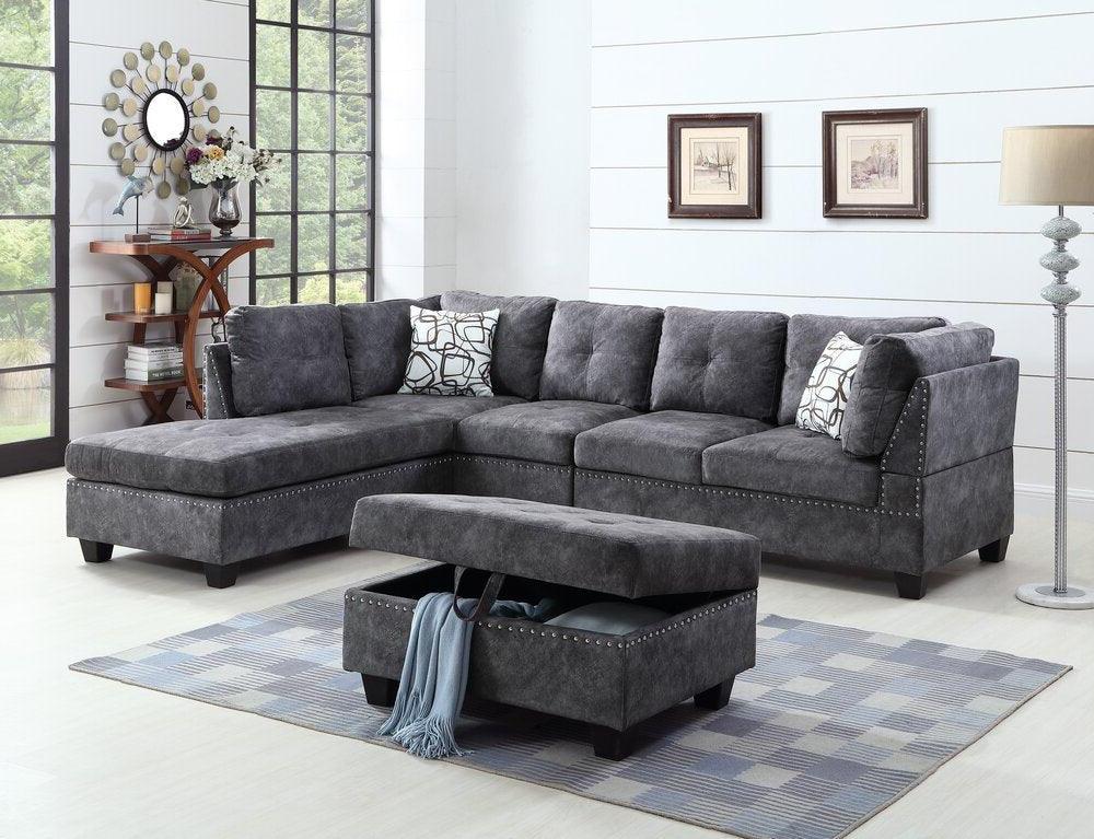 Reversible Sectional Sofa with Storage Ottoman - V72 - Furnish 4Less