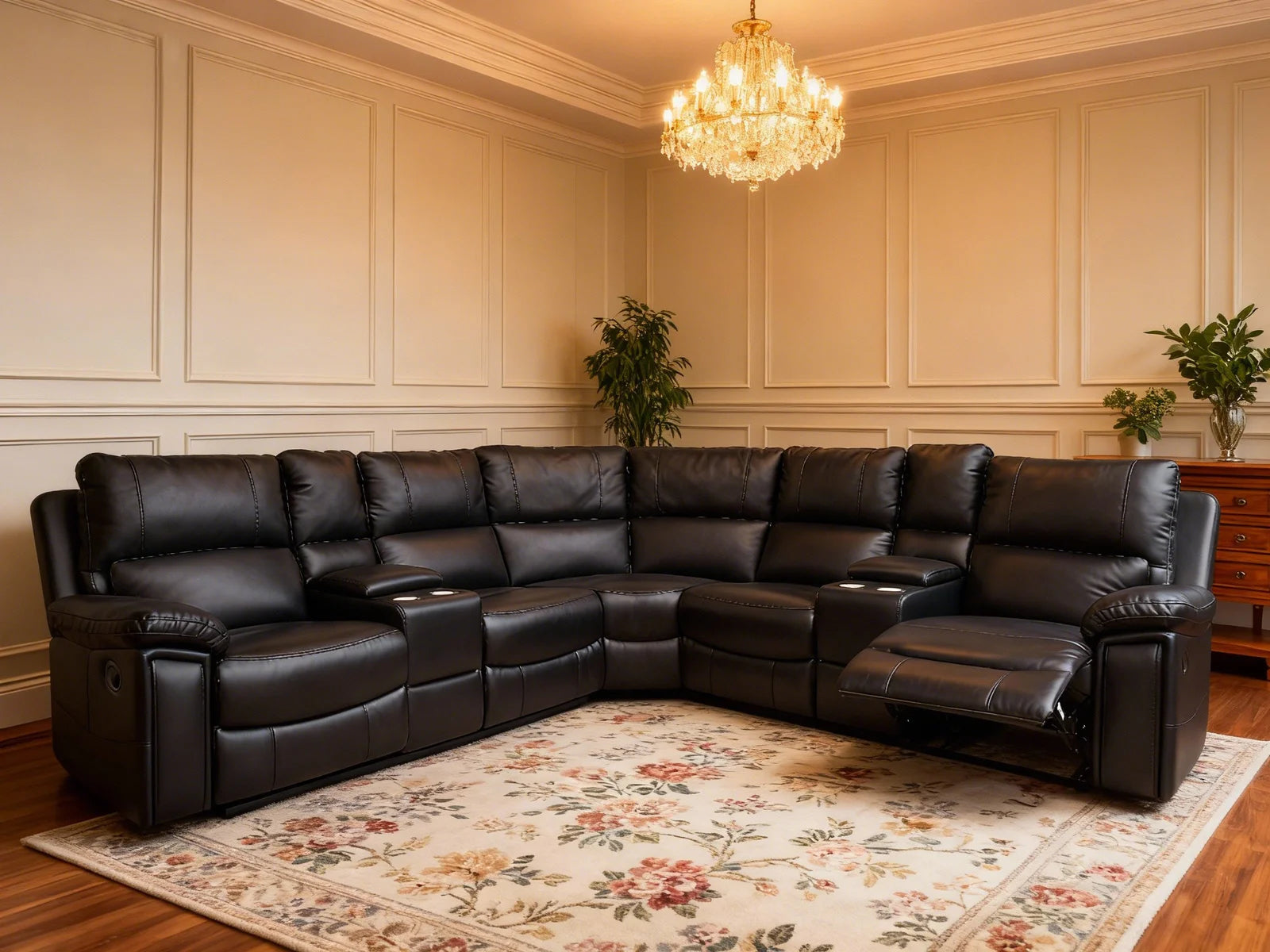 Maverick Manual Recliner Sectional in Black