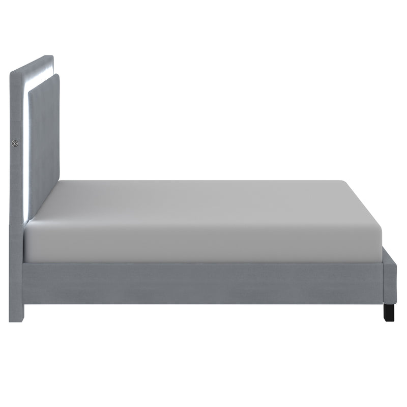 Lumina Platform Bed w/Light in Grey