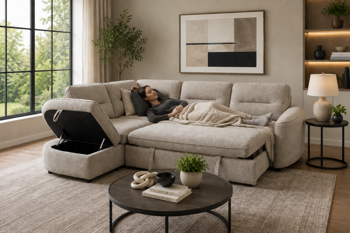 Harmony Sleeper Sectional in Beige