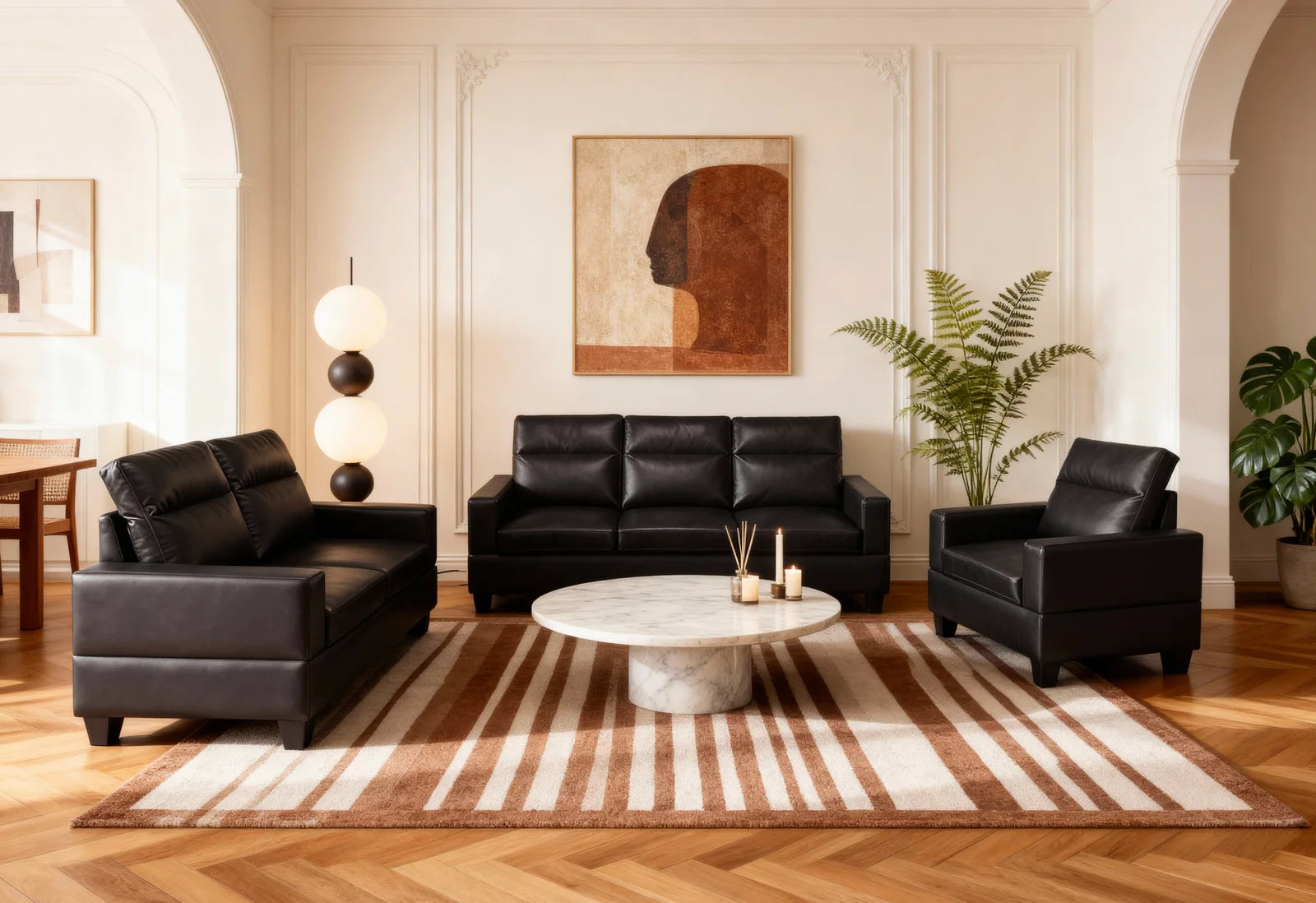 Kenny 3pc Sofa Set in Brown