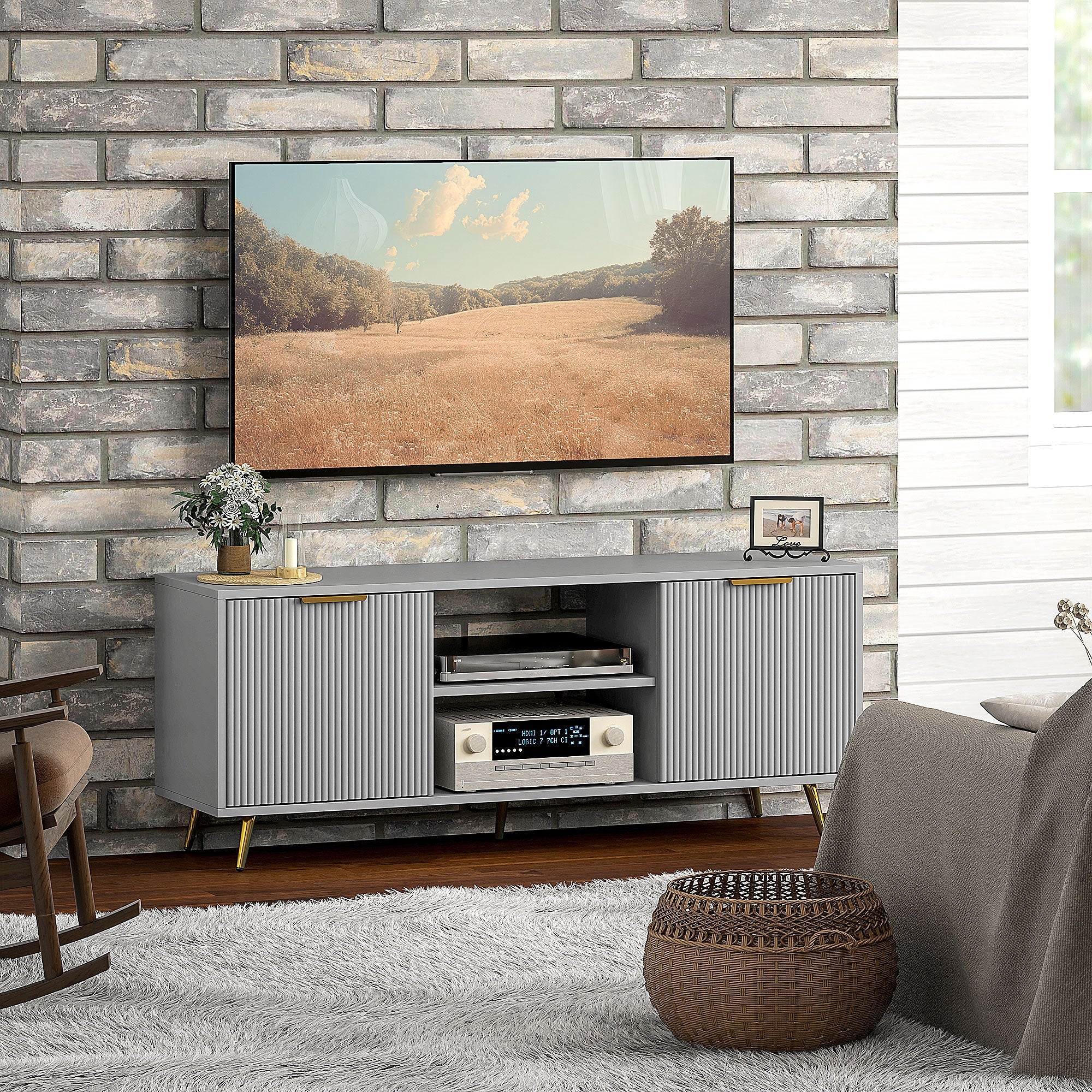 Collins Modern TV Stand for up to 55 Inch TVs-Grey