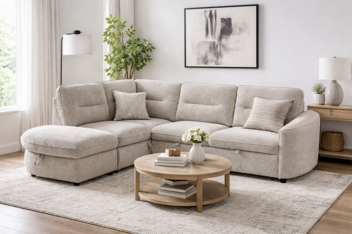 Harmony Sleeper Sectional in Beige