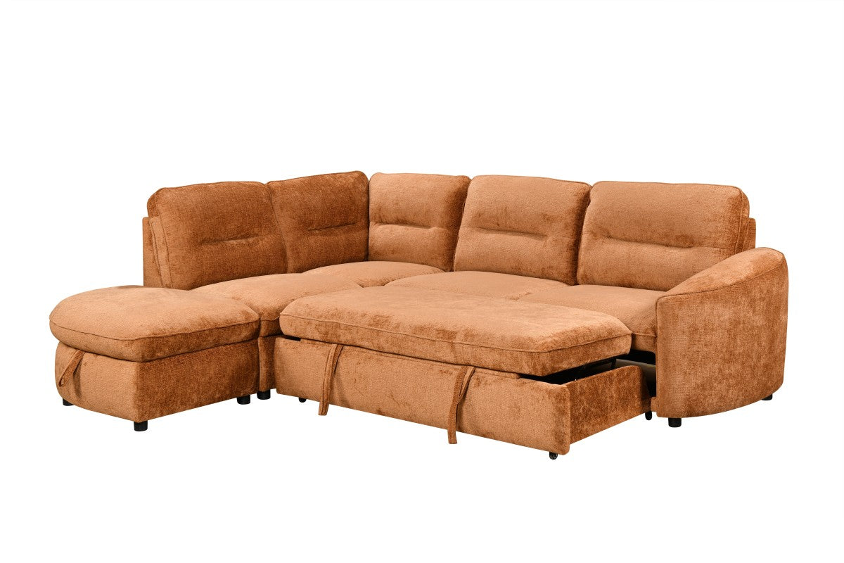 Harmony Sleeper Sectional in Burnt Orange