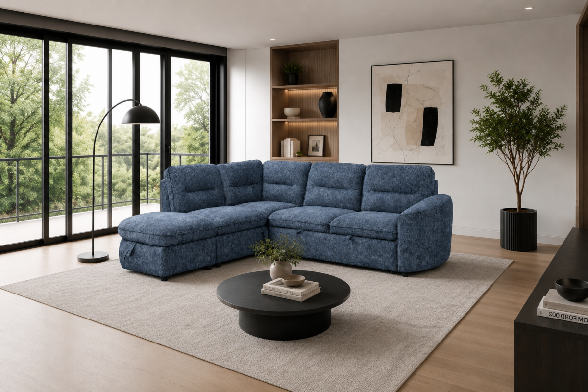 Harmony Sleeper Sectional in Blue