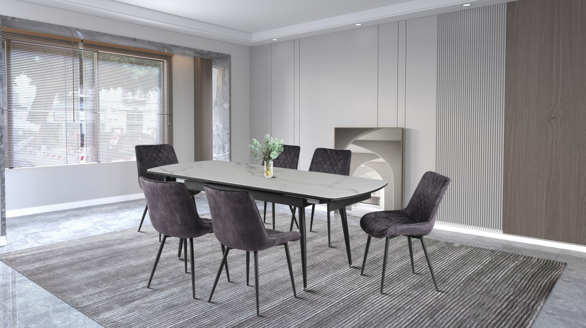 Fabian Dining Set in Grey/White