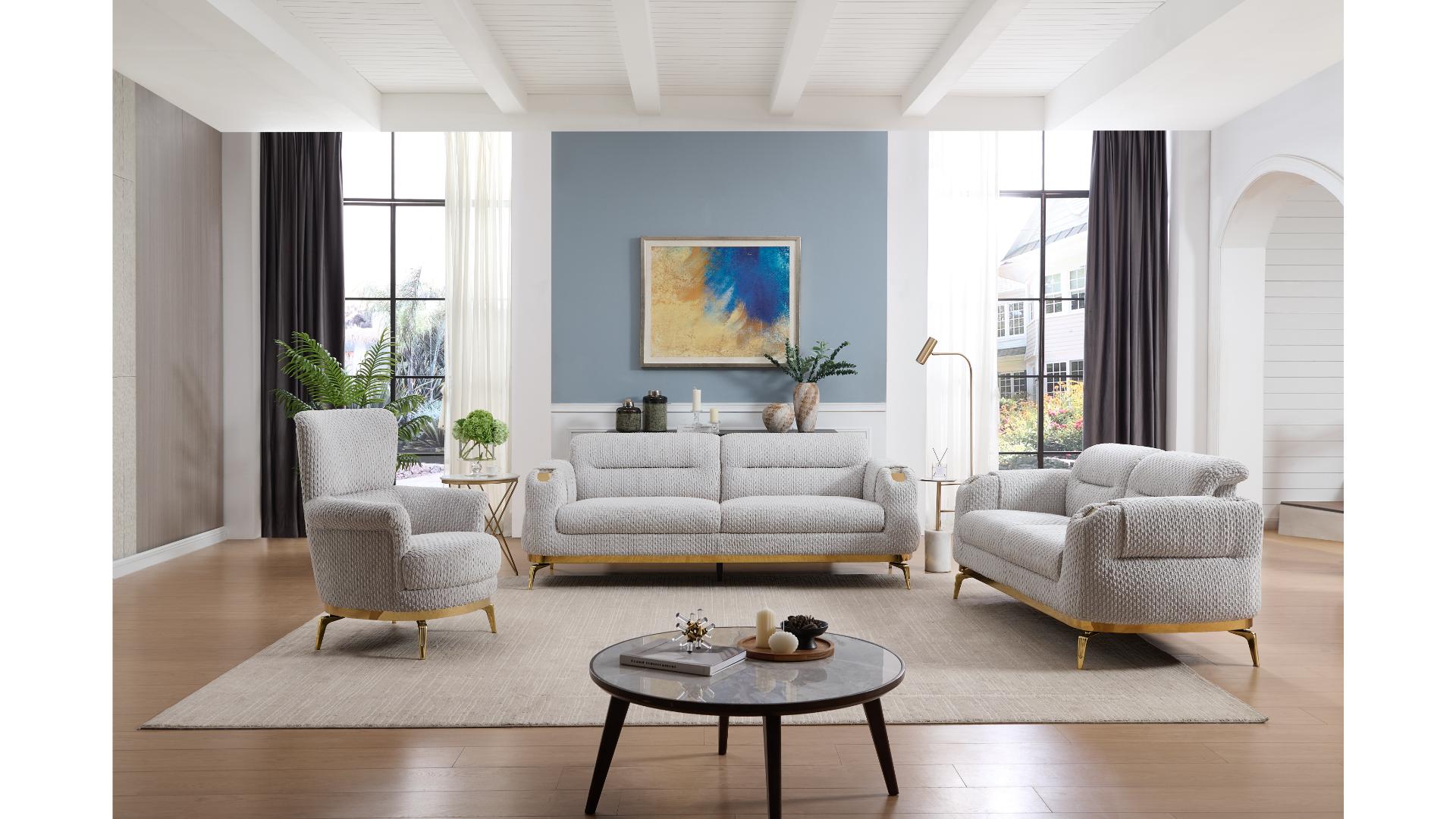 Zoe 3pc Sofa Set in Grey