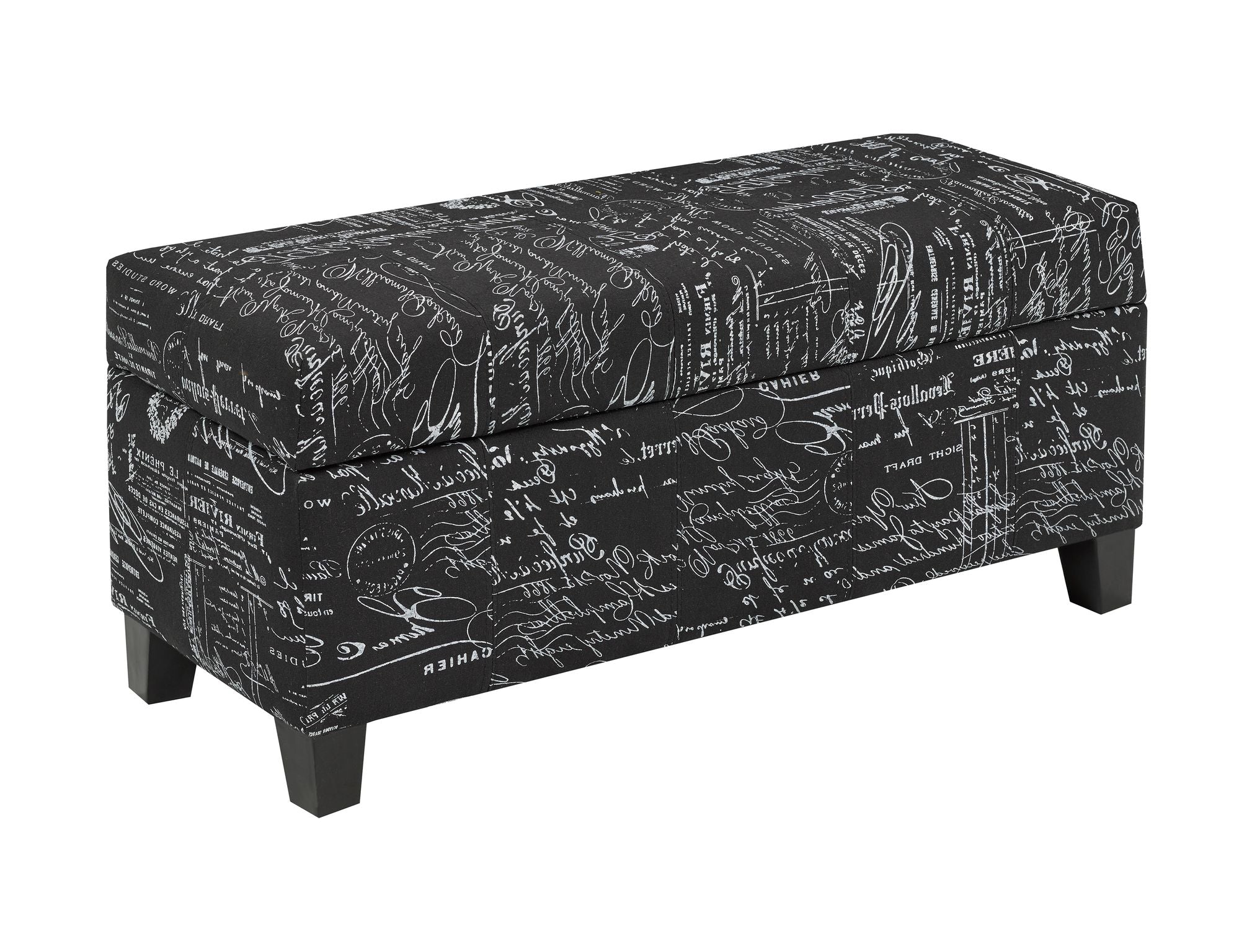 Black Script Storage Ottoman