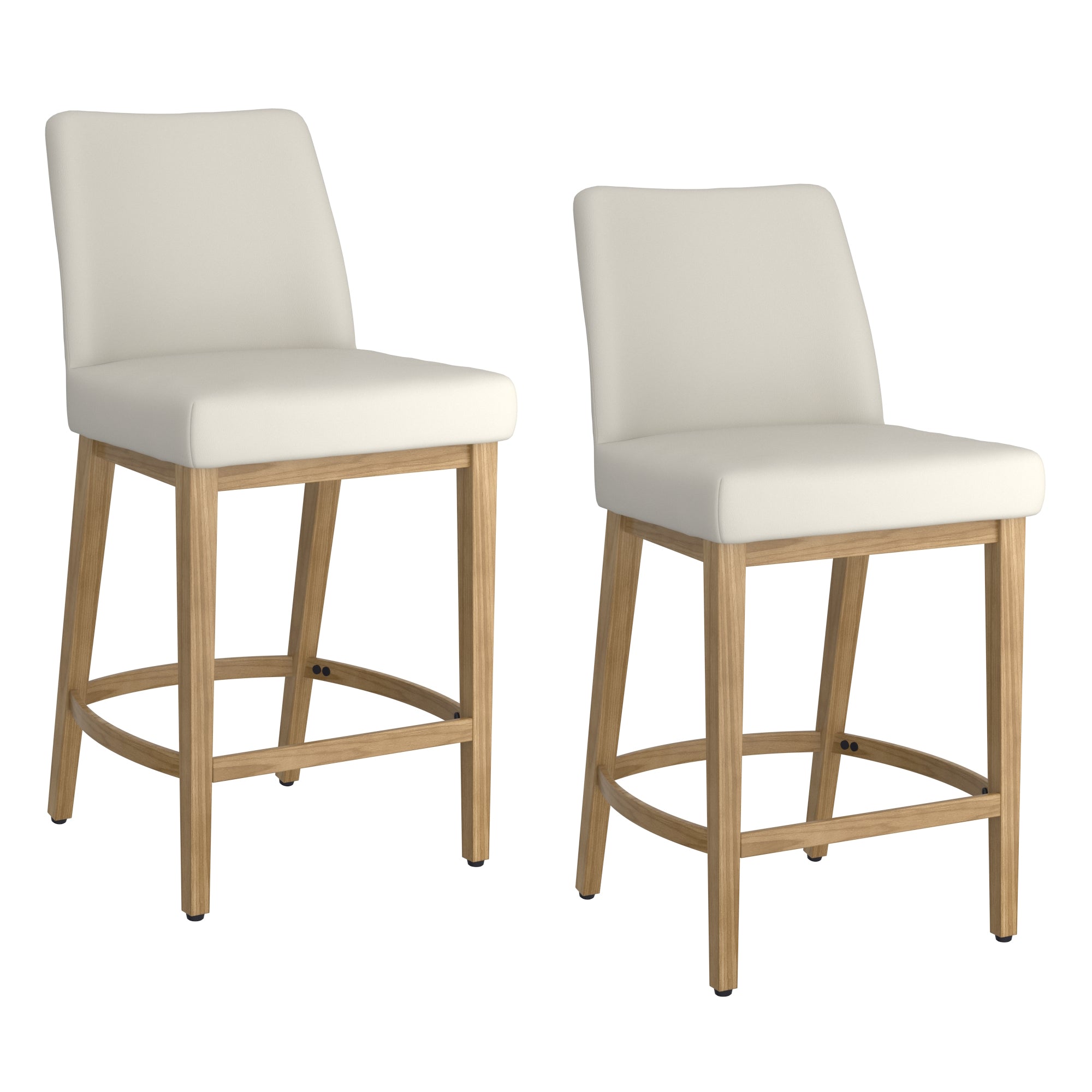 Jace 26" Counter Stool, Set of 2, in Beige Fabric and Natural