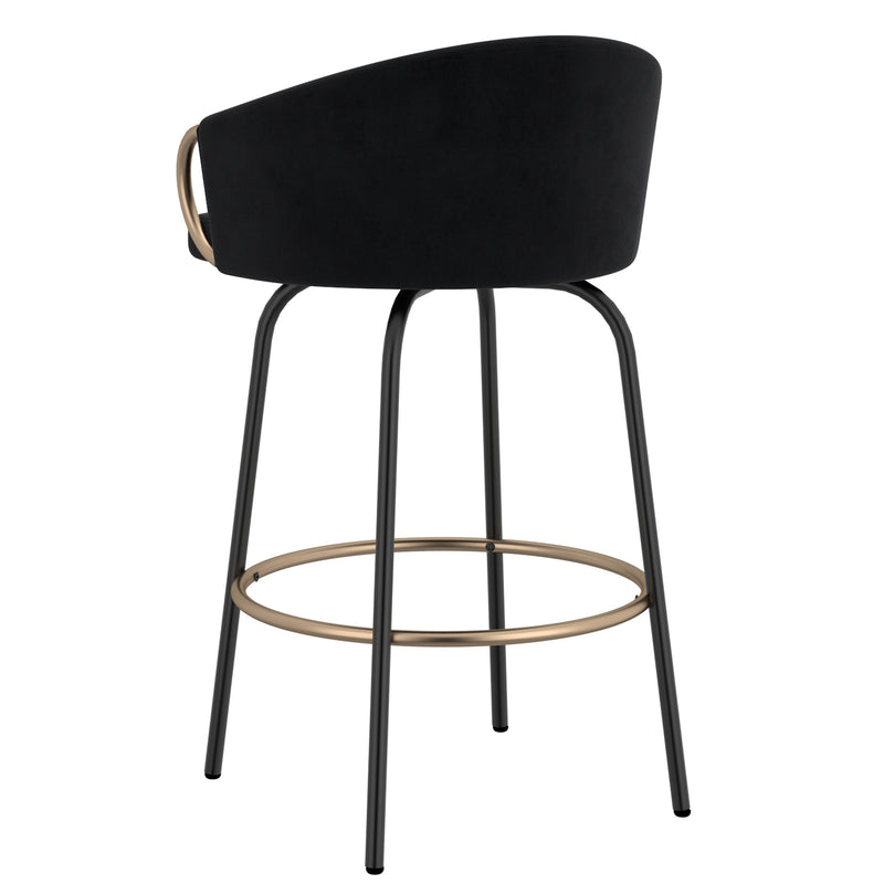 Lavo 26" Counter Stool, Set of 2 in Black and Gold