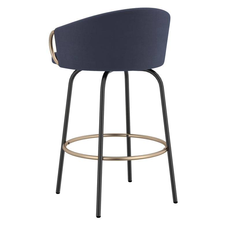 Lavo 26" Counter Stool, Set of 2 in Blue and Black and Gold