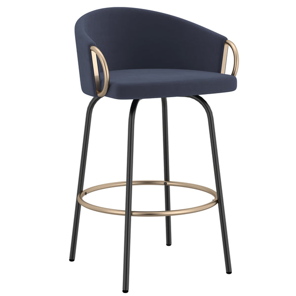 Lavo 26" Counter Stool, Set of 2 in Blue and Black and Gold