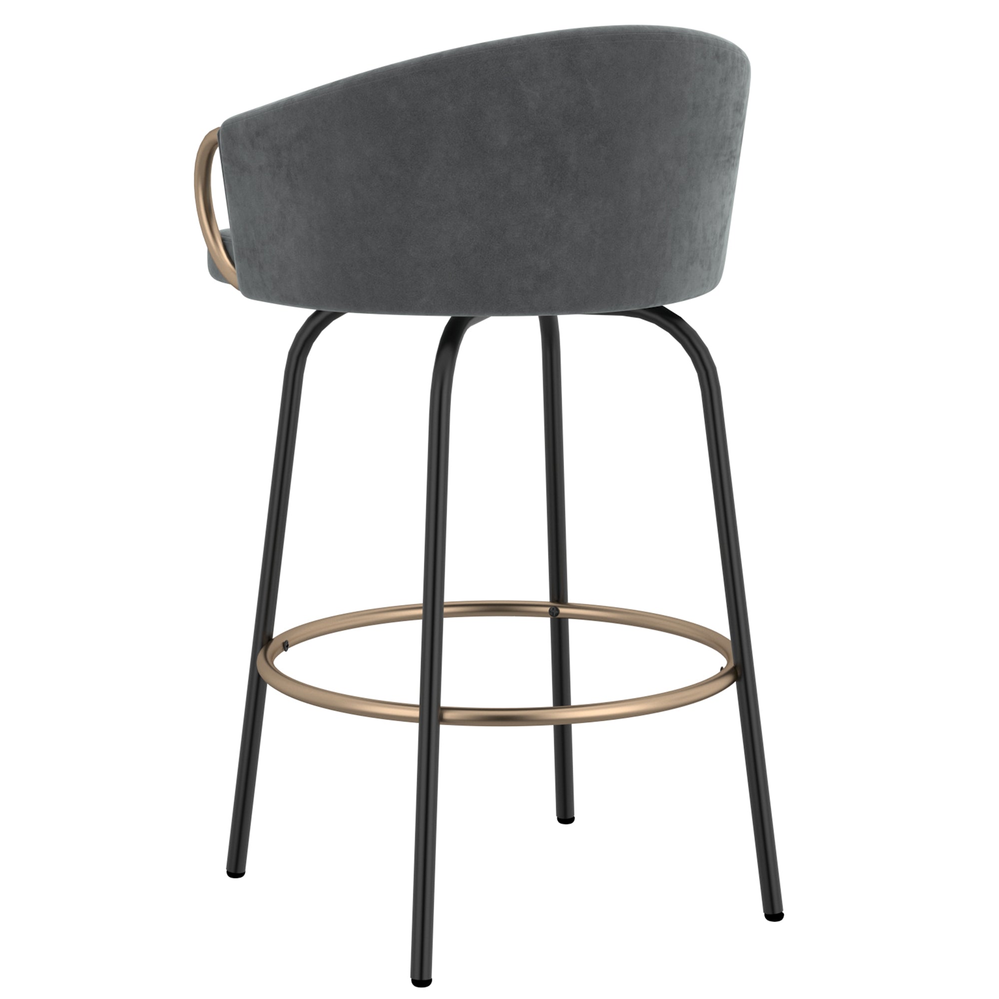 Lavo 26" Counter Stool, Set of 2 in Grey and Black and Gold