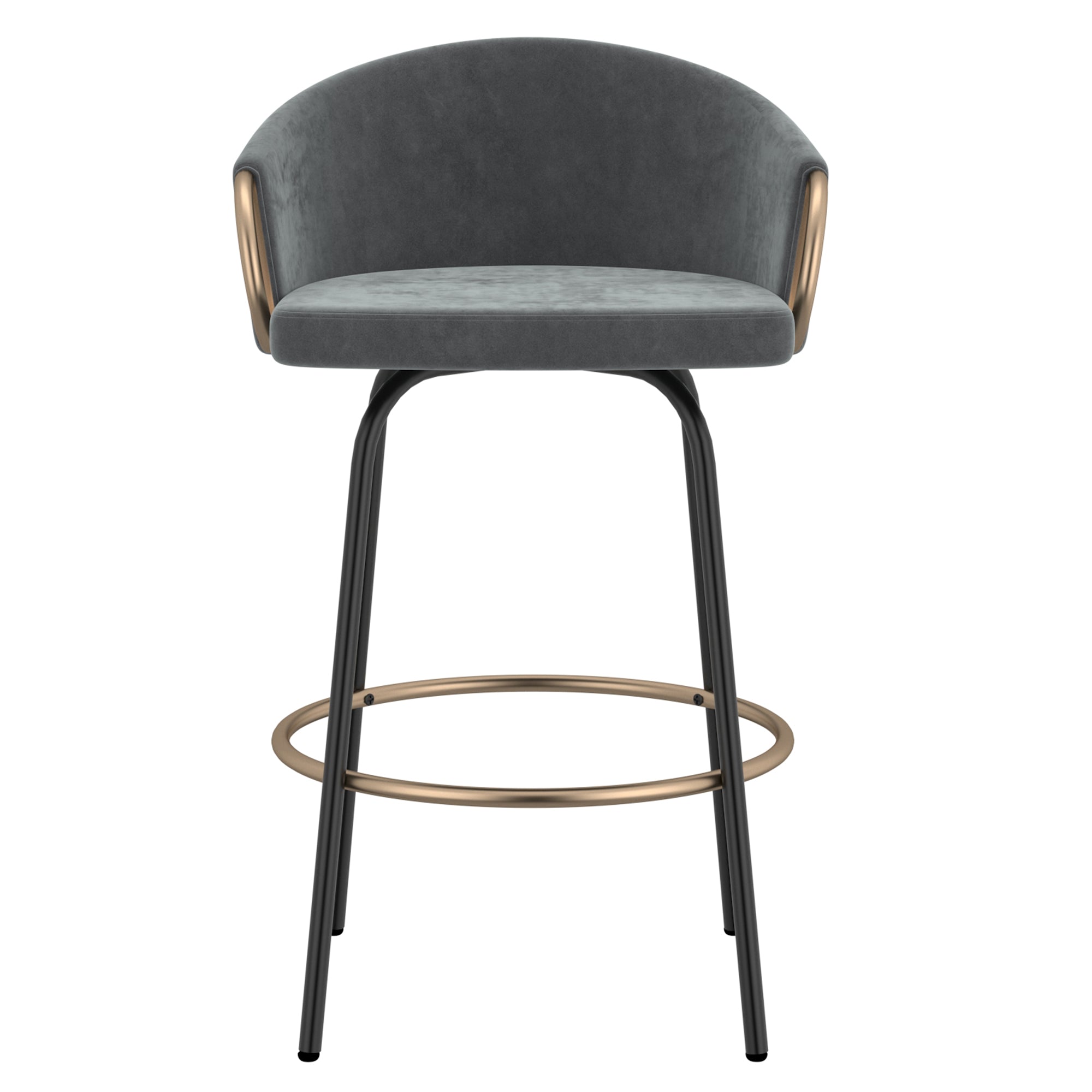 Lavo 26" Counter Stool, Set of 2 in Grey and Black and Gold