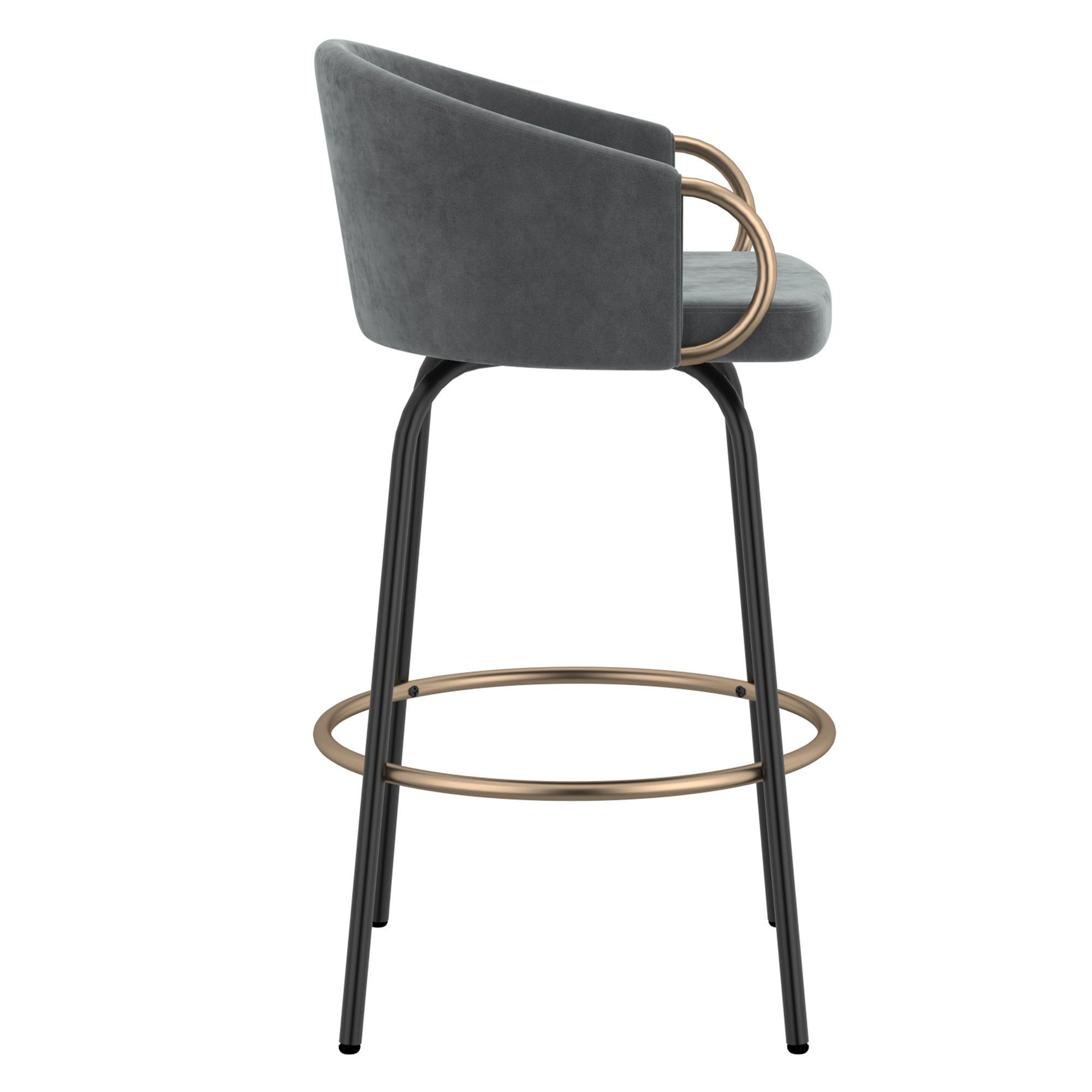 Lavo 26" Counter Stool, Set of 2 in Grey and Black and Gold