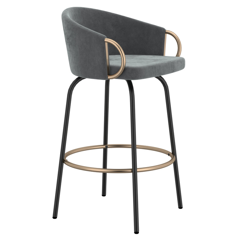 Lavo 26" Counter Stool, Set of 2 in Grey and Black and Gold