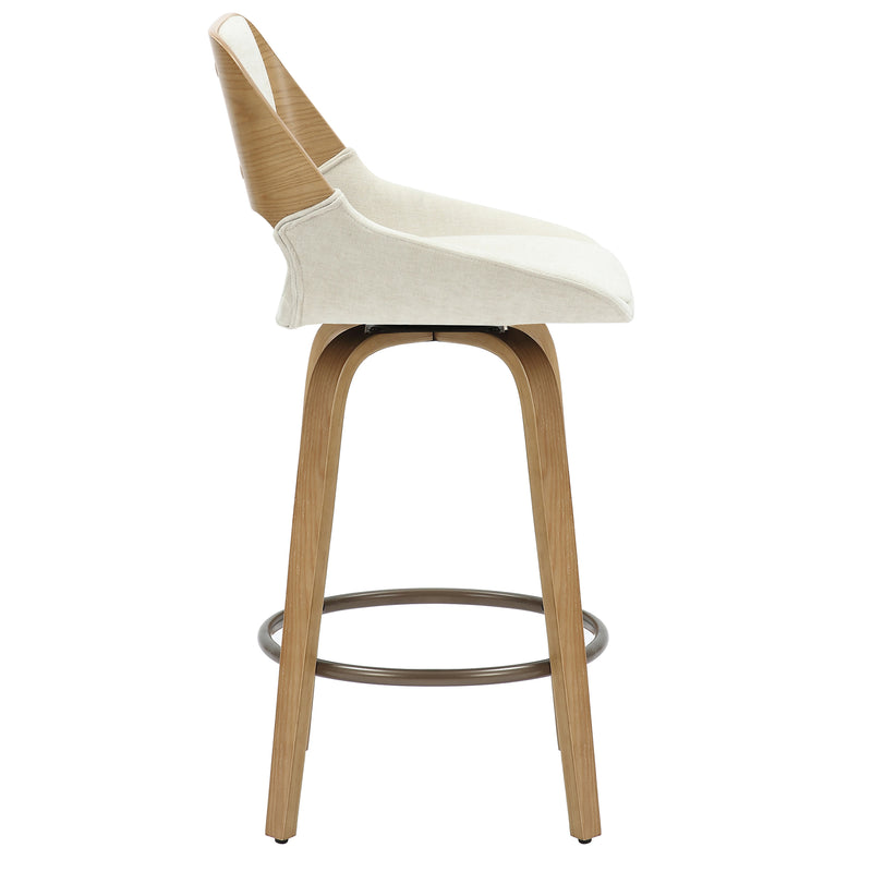 Hudson 26" Counter Stool with Swivel in Beige Fabric and Natural