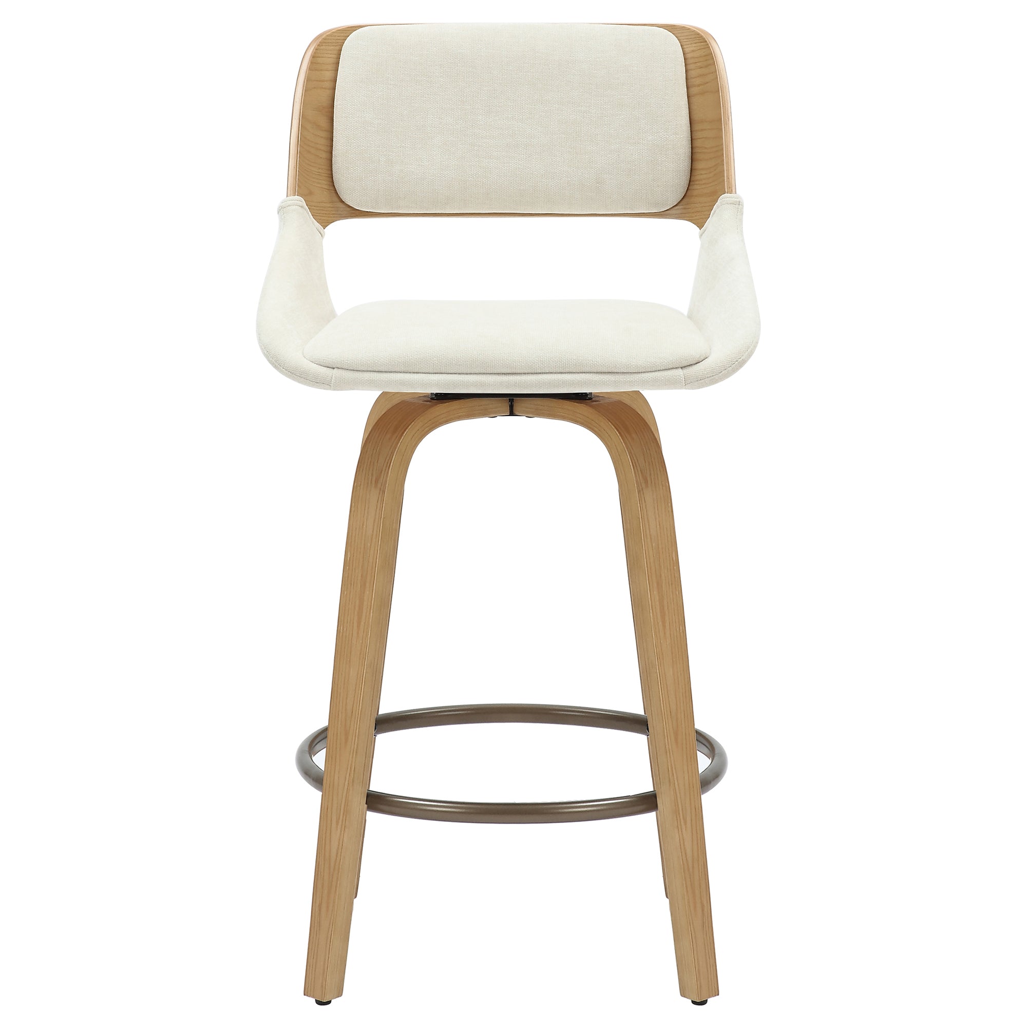 Hudson 26" Counter Stool with Swivel in Beige Fabric and Natural