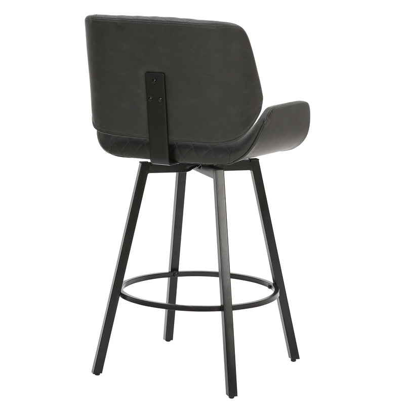 Fraser 26" Counter Stool, set of 2, with Swivel in Vintage Charcoal Faux Leather and Black