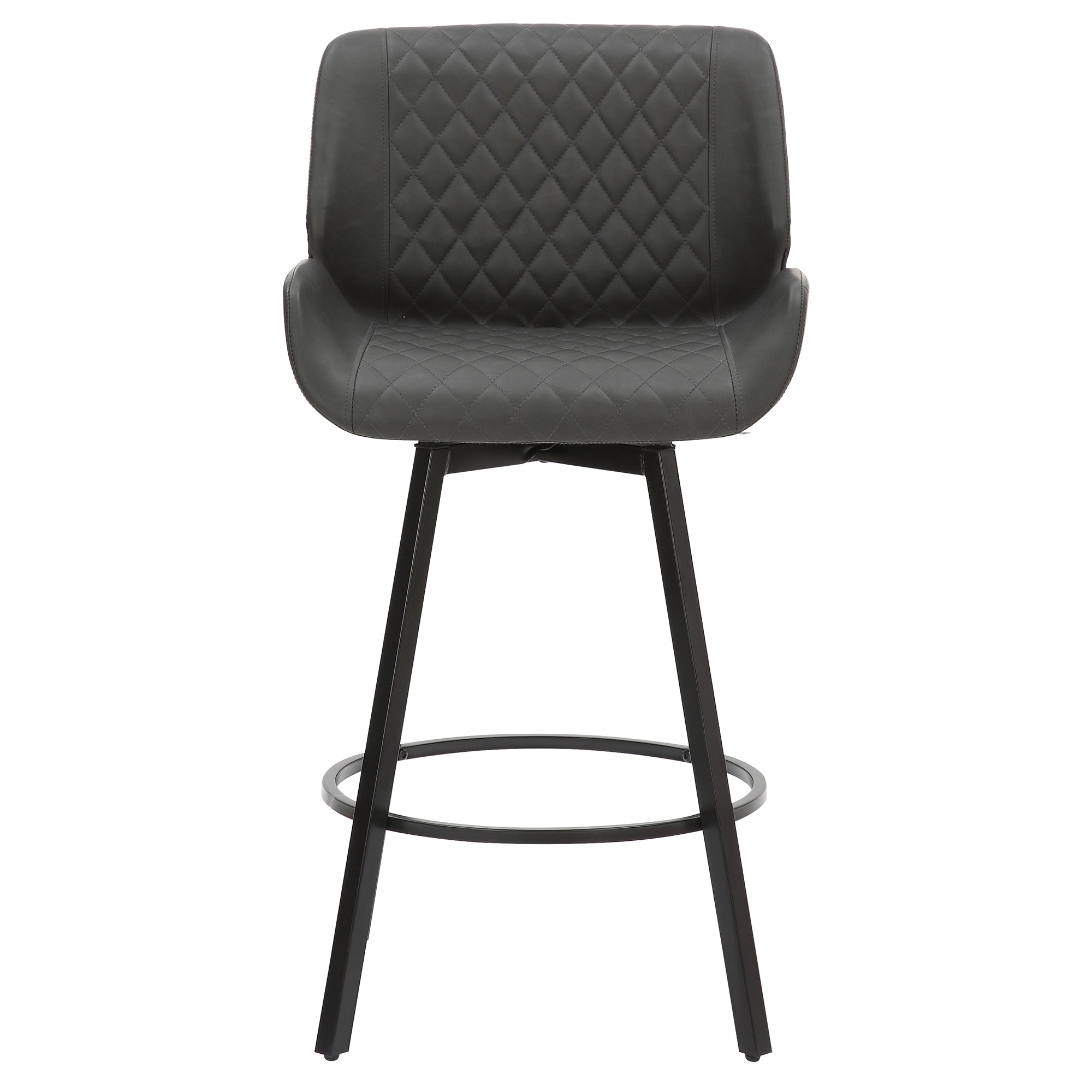Fraser 26" Counter Stool, set of 2, with Swivel in Vintage Charcoal Faux Leather and Black