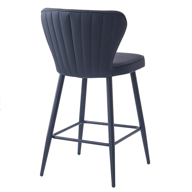 Clover 26" Counter Stool, Set of 2, in Black Faux Leather and Black