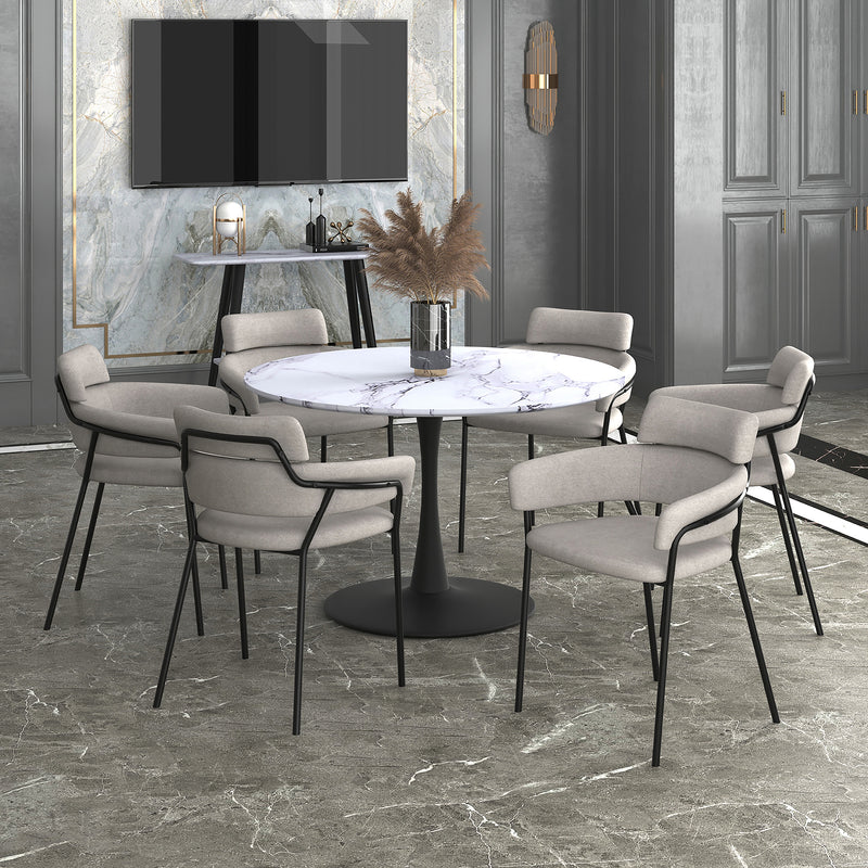 Zilo/Axel Large 7pc Dining Set in Black with Grey Chair