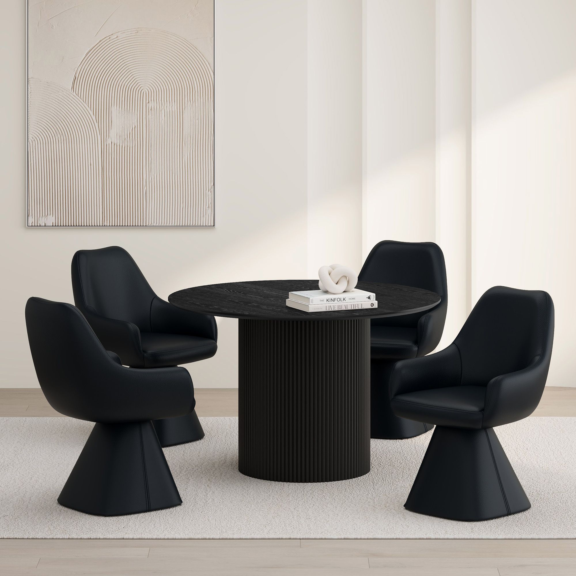 Tovas/Caprese 5pc Dining Set - Black Table with Black Chair