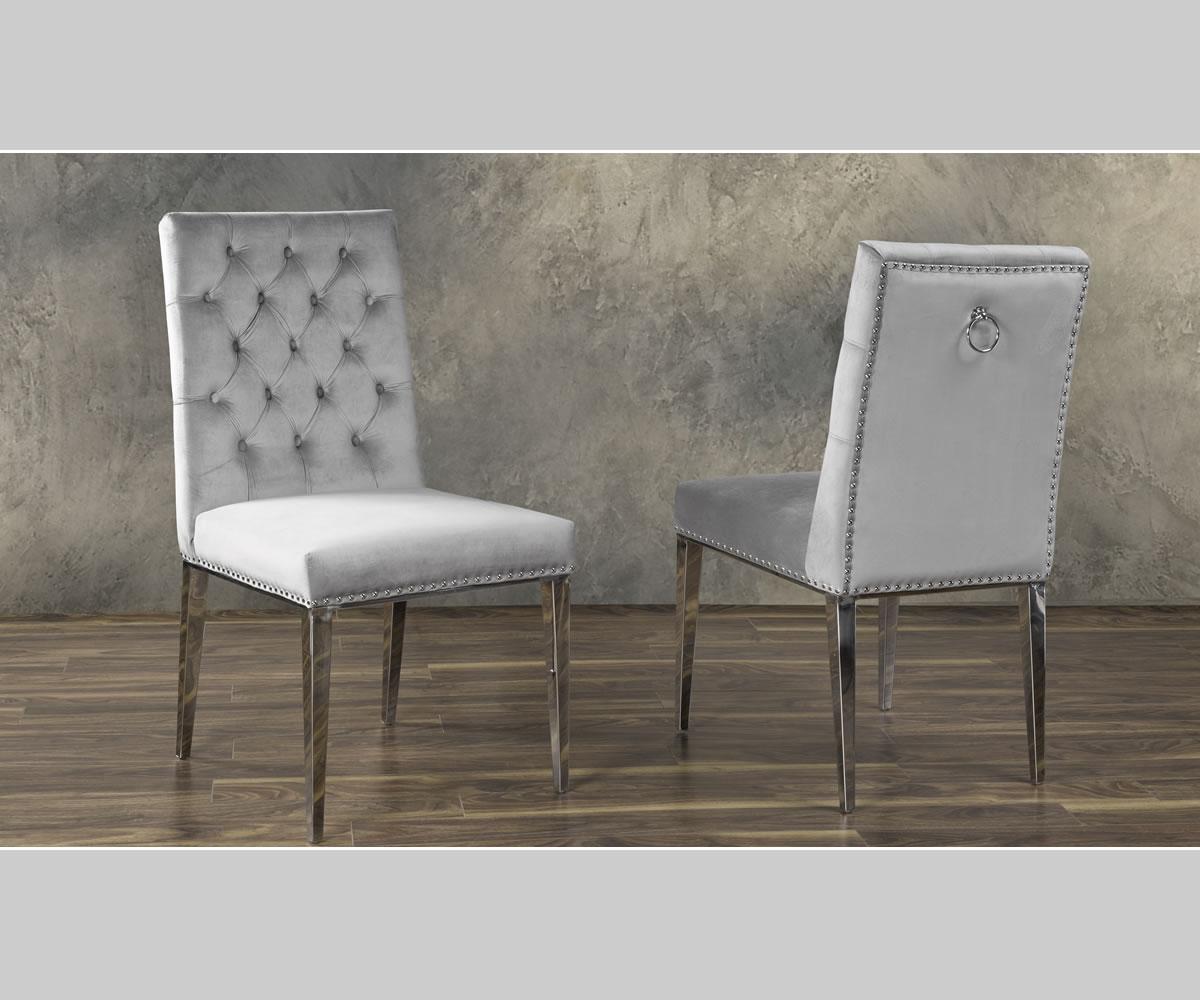 Regan Dining Chairs in Grey/Silver, Set of 2