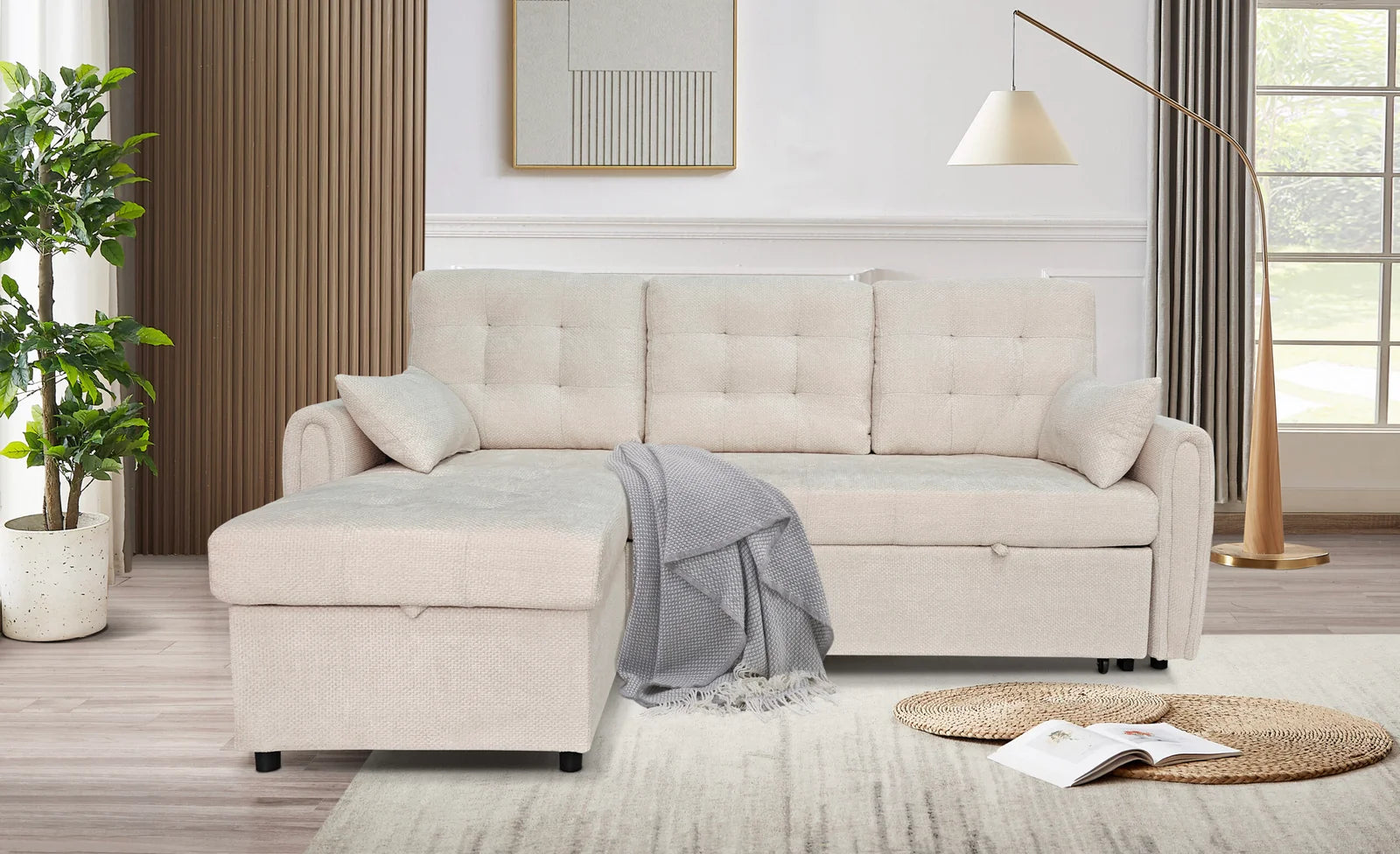 Naomi Sleeper Sectional in Beige