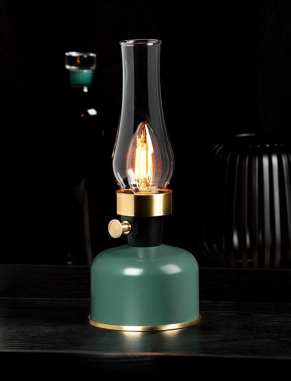 Lantern LED Lamp with Chimney in Green
