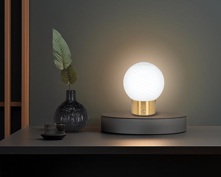 Swirl Glass Ball LED Lamp