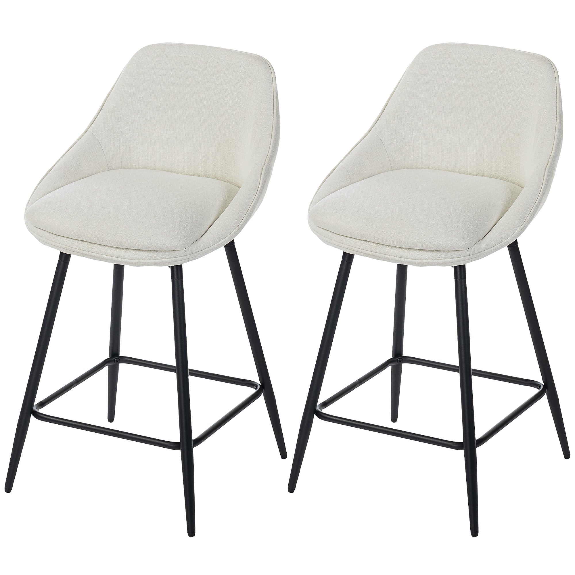 Reece 26" Counter Height Stools with Swivel and Backrest-Set of 2-Cream White