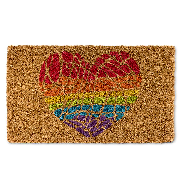 Rainbow Heart Doormat - 18" x 30"