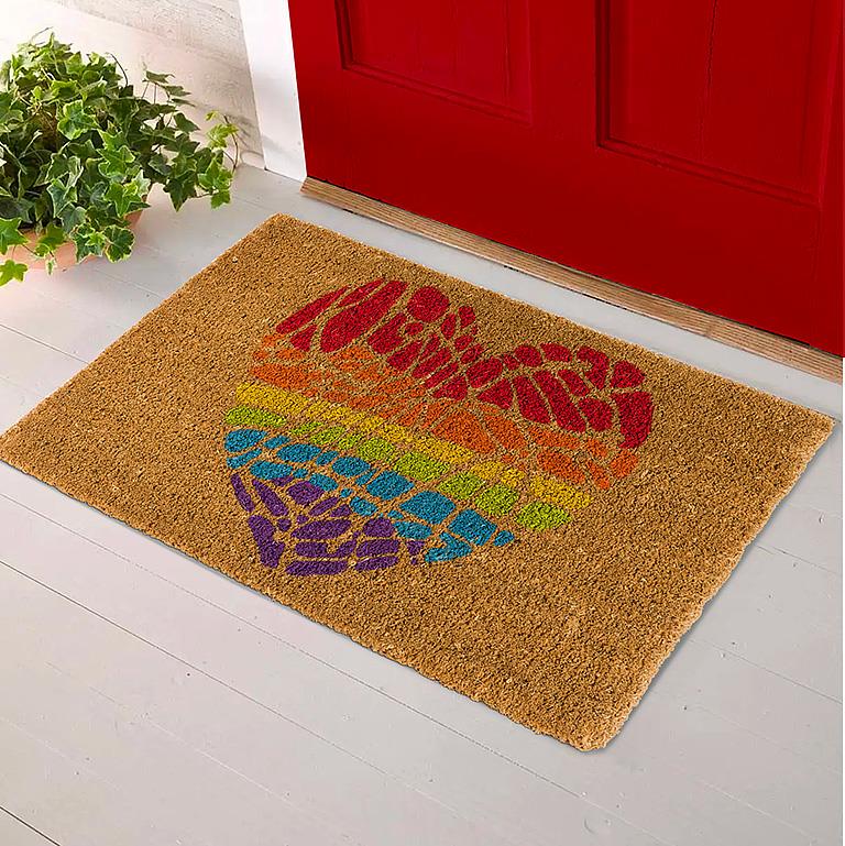 Rainbow Heart Doormat - 18" x 30"