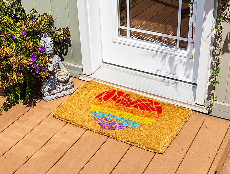 Rainbow Heart Doormat - 18" x 30"