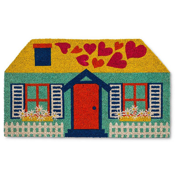 Colourful House Shaped Doormat - 18" x 30"