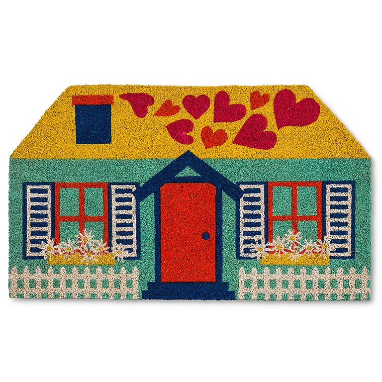 Colourful House Shaped Doormat - 18" x 30"
