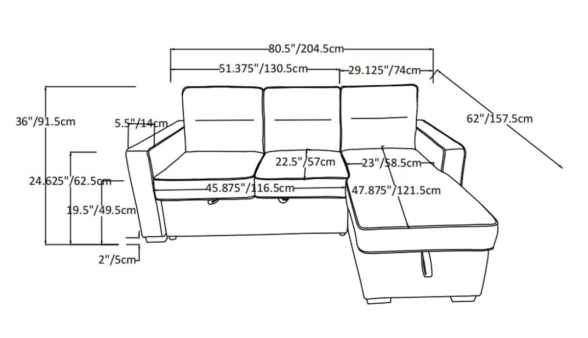 Marcus Sleeper Sectional in Taupe