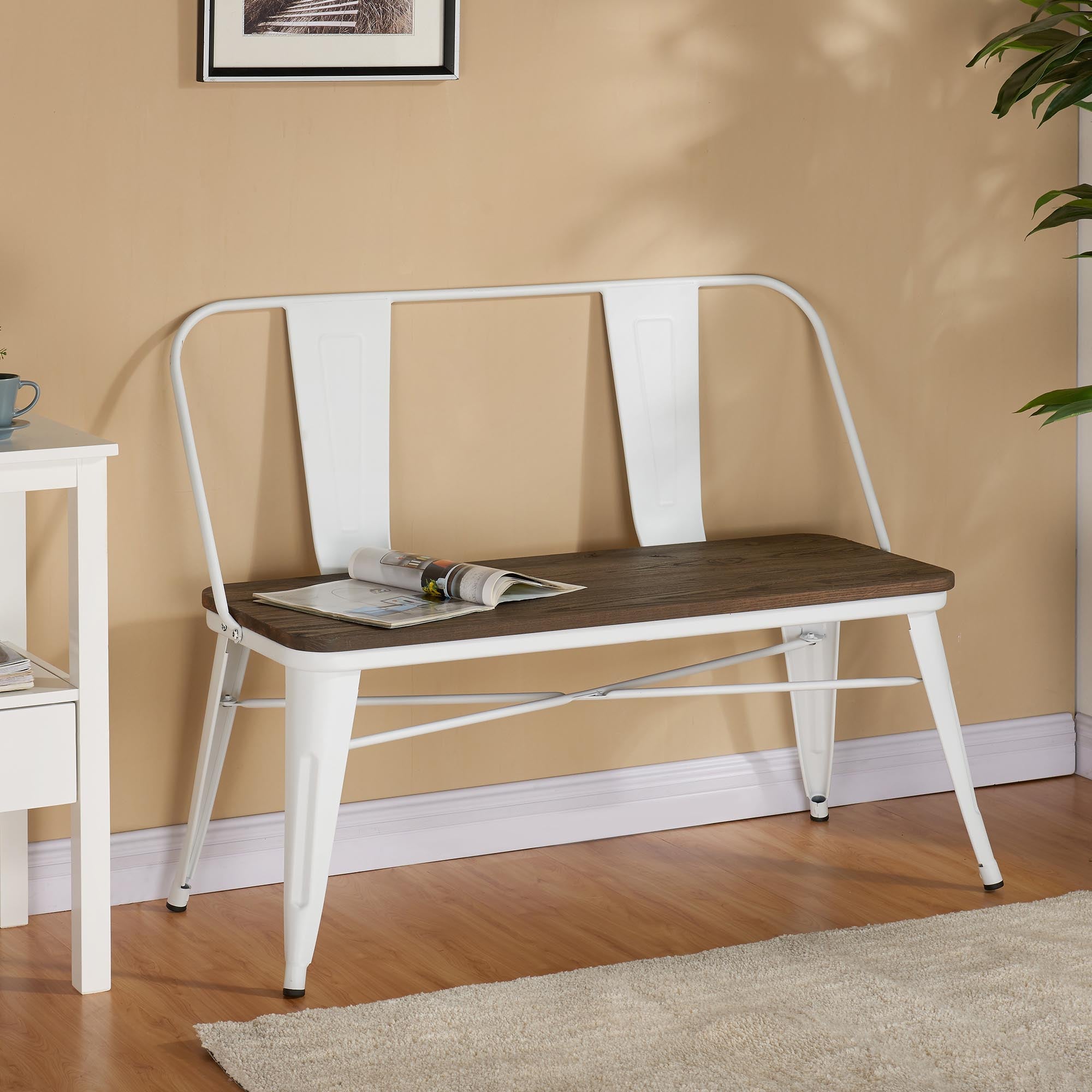 Modus Bench with Back in White