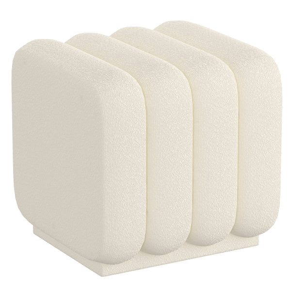 Rigel Small Square Ottoman in Ivory Boucle