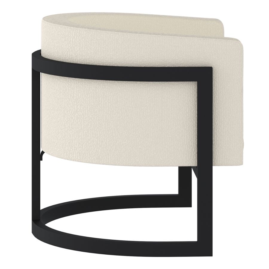 Zhuri Accent Chair in Ivory Boucle and Black