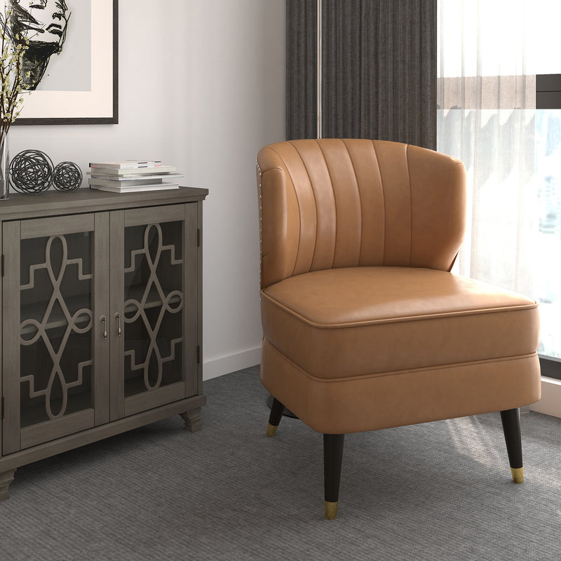 Kyrie Accent Chair in Saddle and Espresso