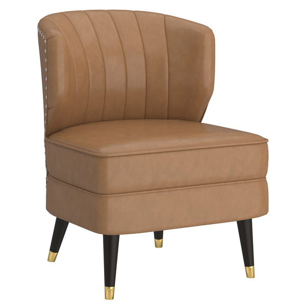 Kyrie Accent Chair in Saddle and Espresso