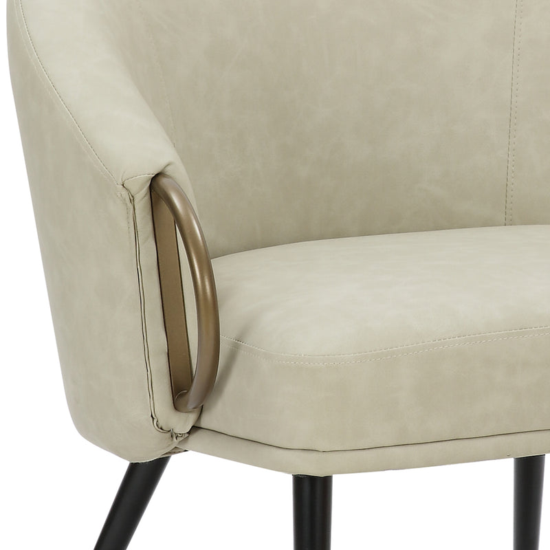 Zita Accent Chair in Vintage Ivory Faux Leather and Black and Aged Gold