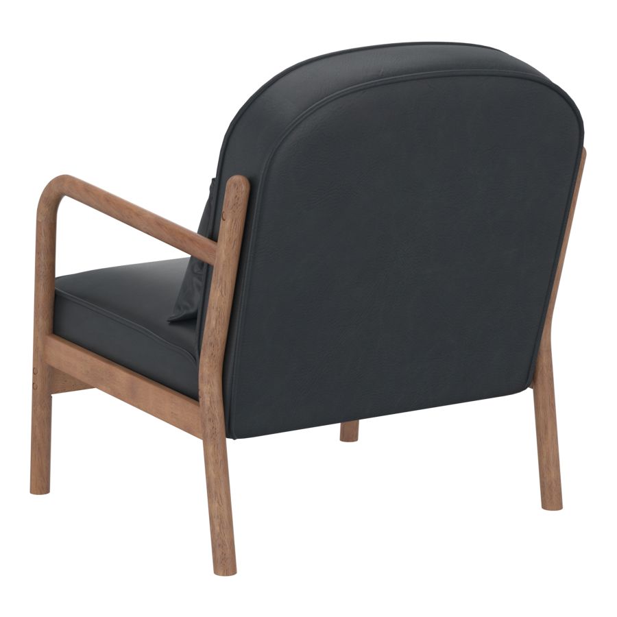 Fani Accent Chair, Faux Leather in Black and Walnut