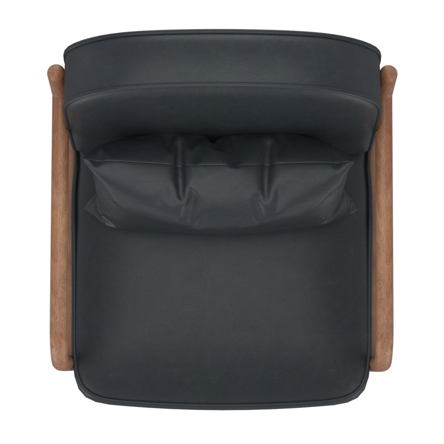 Fani Accent Chair, Faux Leather in Black and Walnut