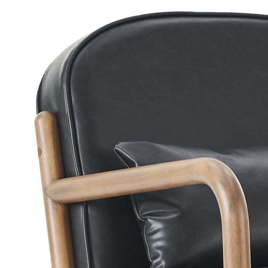 Fani Accent Chair, Faux Leather in Black and Walnut