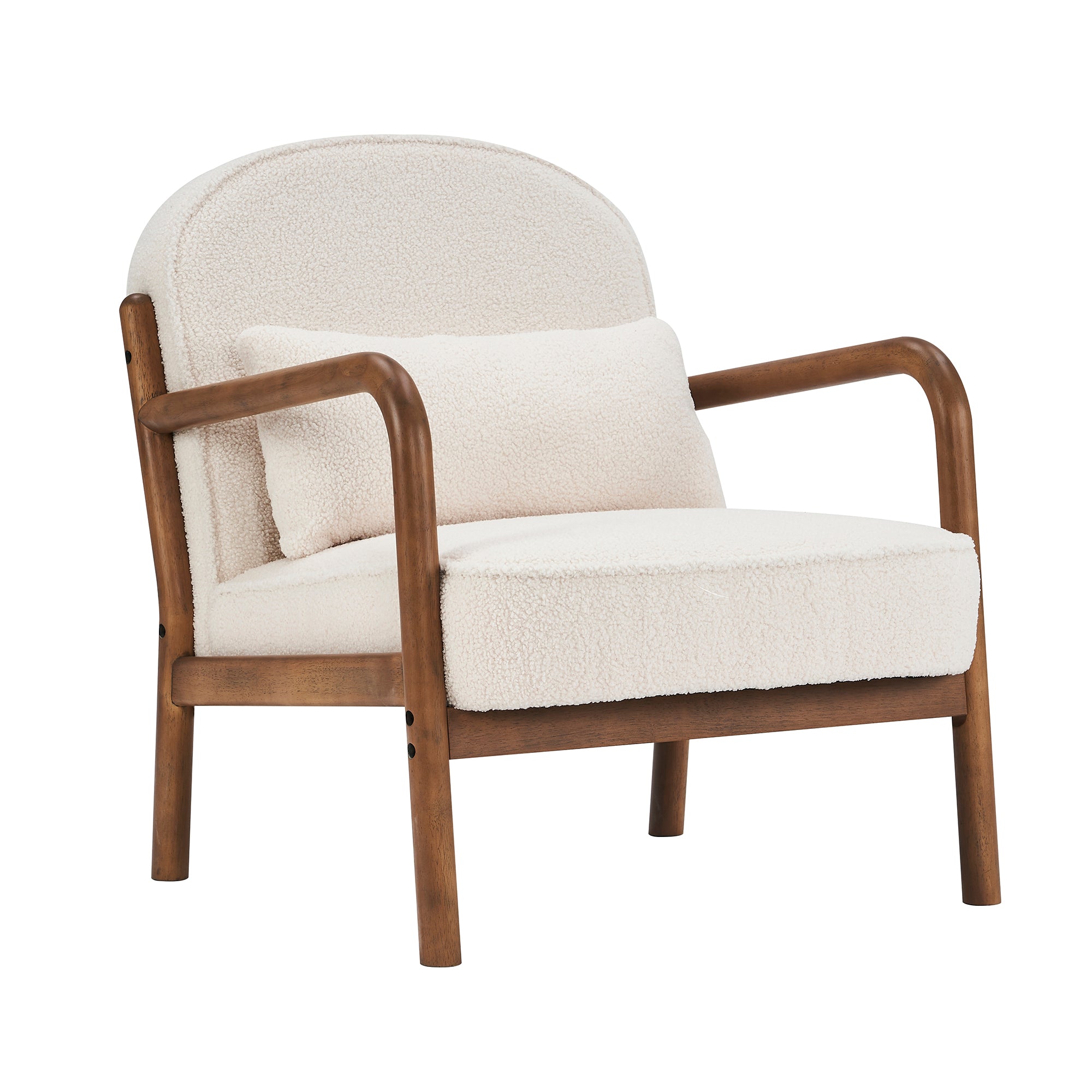 Fani Accent Chair, Fabric in White Boucle and Walnut